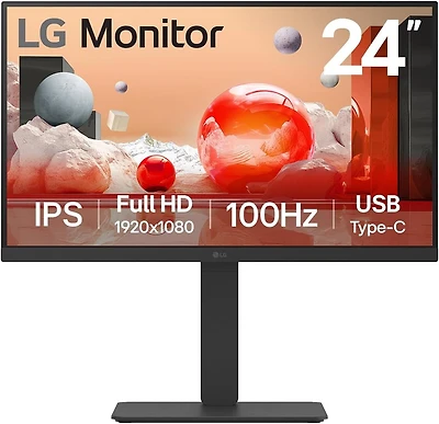 LG 24", 1920 x 1080, Black, 24BA650-B