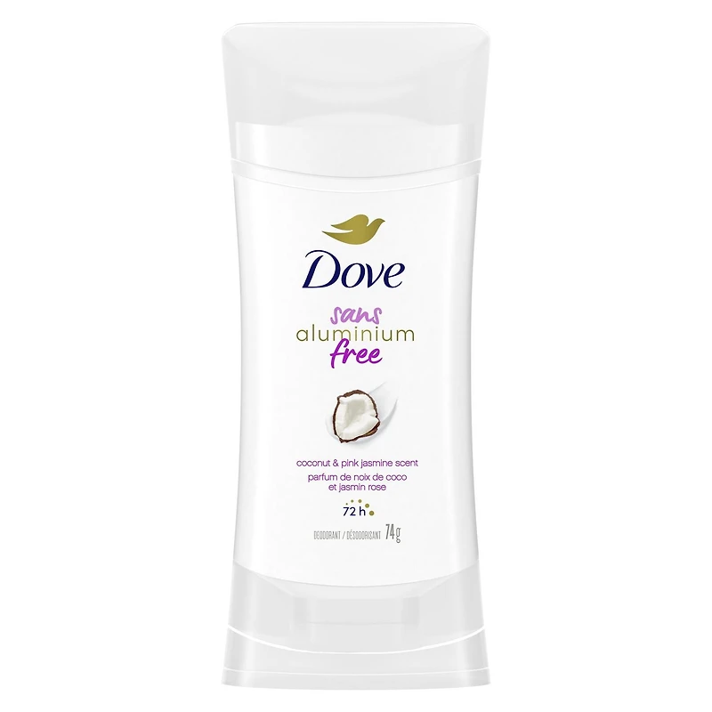 Dove Aluminum Free Déodorant for Soft Underarms, for Soft Underarms, Coconut & Pink Jasmine Scent, 74g