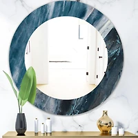 Designart 'Splash Blue Indigo' Modern Mirror - Oval or Round Wall Mirror - 32x32