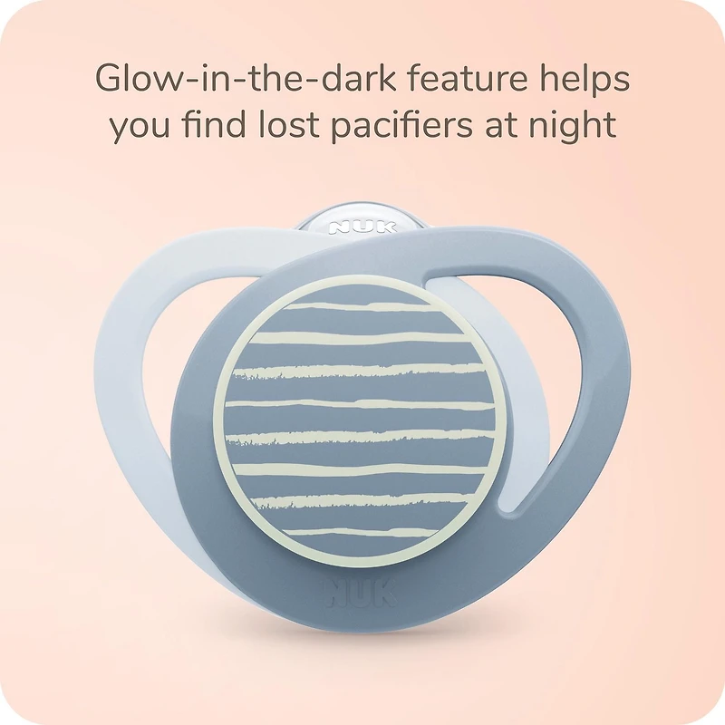 NUK Glow-in-the-Dark Orthodontic Pacifier, 18-36 months, Fox, 3 Pack