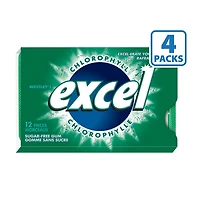 Excel Chlorophyll Chewing Gum, Sugar Free, 12 Pellets, Pack of 4