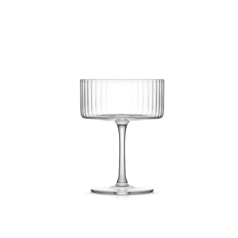 JoyJolt Elle Fluted Martini Coupe Glasses - 10 oz - Set of 2, Lead Free Glass