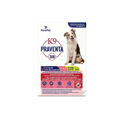 K9 Praventa 360 Flea & Tick Treatment, Large Dogs from 11 kg to 25 kg, 1 tube