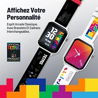 TetrisMC : My Play Watch – Montre jeu rétro avec technologie sélective, non connectée, TetrisMC intégré, cadrans de montre personnalisés, son d’arcade classique, suivi de l'activité physique