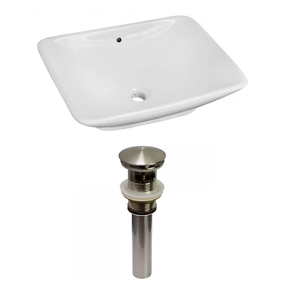 American Imaginations -in. W Above Counter Bathroom Vessel Sink Set For Deck Mount Drilling AI