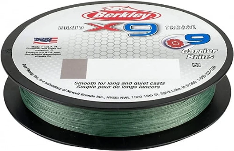 Berkley X9BFS30-22 X9 Braid 9-carriers create stress free line 165yd 30/10lb test 0.012 Diam (in) Low-Vis Green, Maximum strength, increased distance