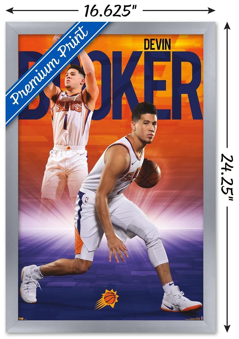 NBA Phoenix Suns - Devin Booker 18 Wall Poster, 22.375" x 34" Framed