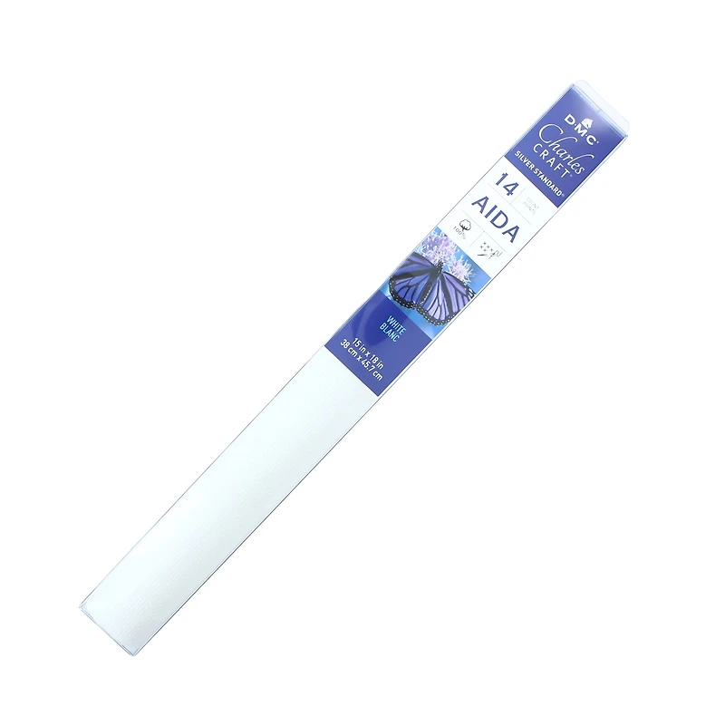 DMC CHARLES CRAFT Toile en coton Aïda 11 fils – Blanche 15" x 18" (38.1 x 45.7cm)