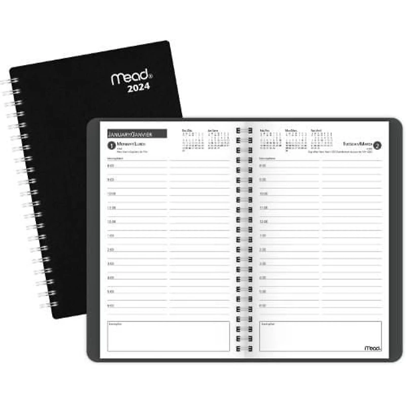 Planificateur Journalier 2024 Mead, Format Moyen Agenda hebdomadaire