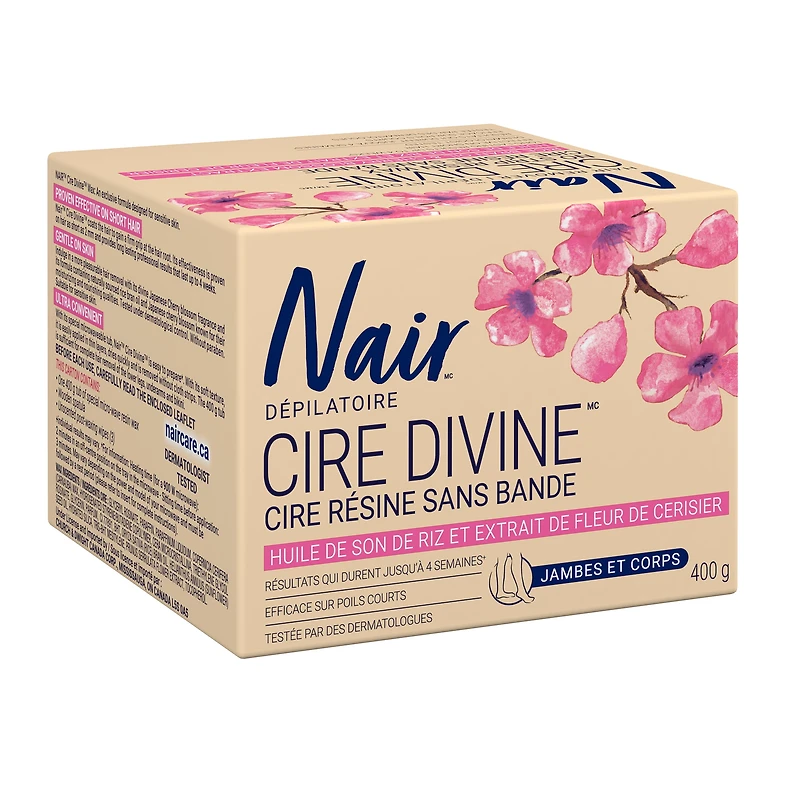Nair Cire De Résine Allant Au Micro-Ondes Cire Divine Pour Les Jambes Et Le Corps Avec Fleur De Cerisier Japonais Et Huile De Son De Riz, 400g