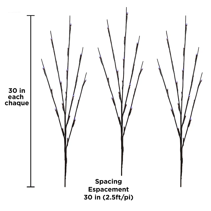 Holiday Time Lot de 3 Piquets Lumineux Scintillants, Bleu/ Blanc Froid