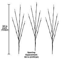 Holiday Time Lot de 3 Piquets Lumineux Scintillants, Bleu/ Blanc Froid