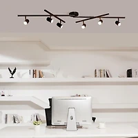 Wilma 6-Light Foldable Matte Black LED Integrated Track Lighting with Center Swivel Bars