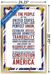 The United States Of America - Constitution Preamble Wall Poster, 22.375" x 34"