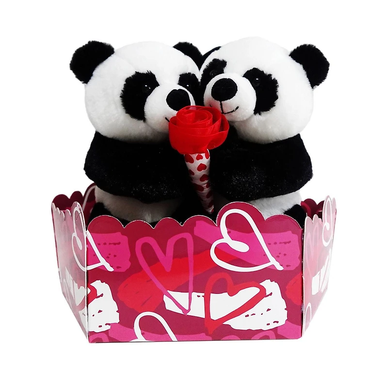 WAY TO CELEBRATE Panda Couple Peluche 9,5 pouces
