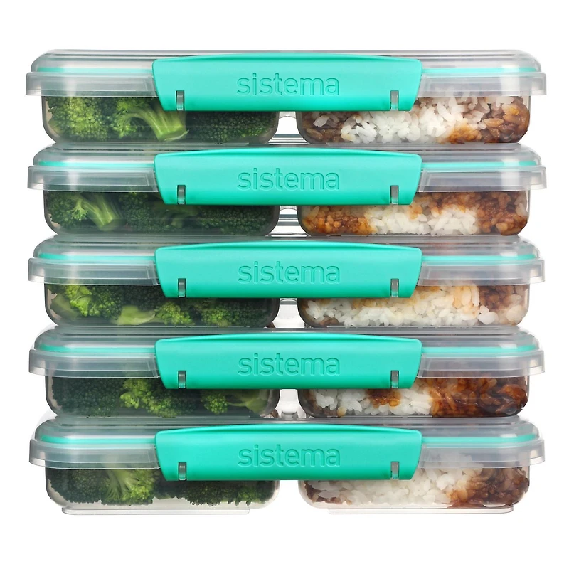 Sistema To Go Multi Split Meal & Food Prep Containers with Dividers & Clips, 820 mL, BPA-Free