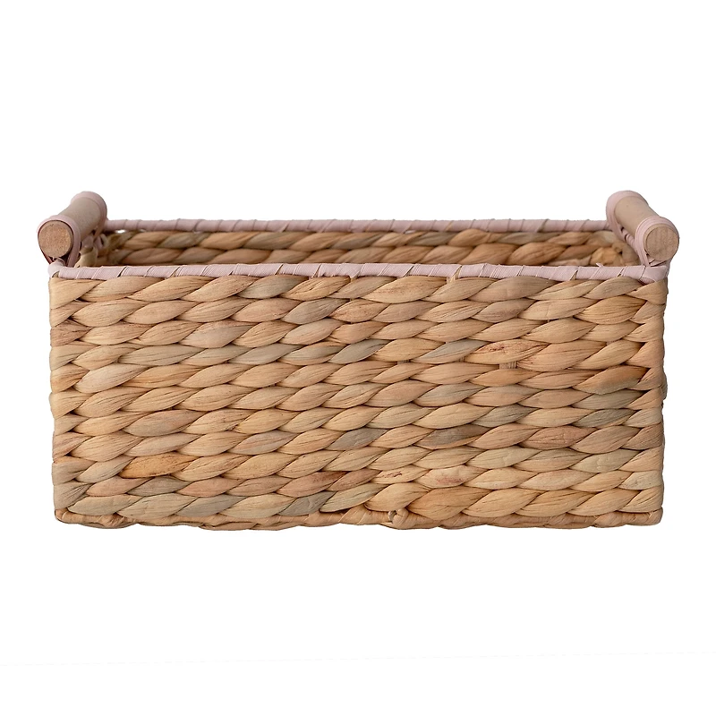 Zenna Home Woven Water Hyacinth Rectangular Decorative Storage Basket, Natural Finish