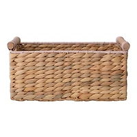 Zenna Home Woven Water Hyacinth Rectangular Decorative Storage Basket, Natural Finish