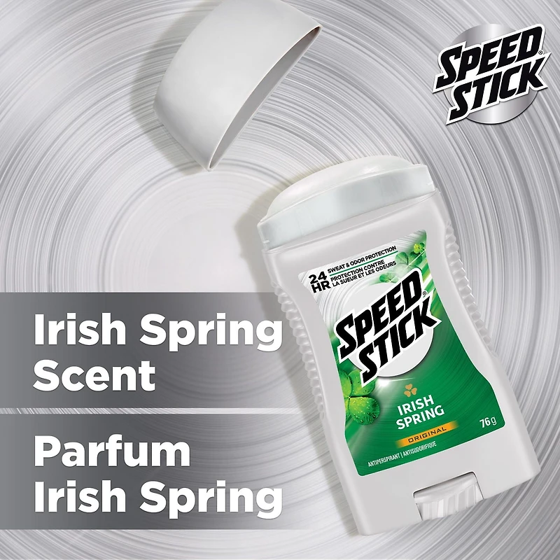 Déodorant antisudorifique Speed Stick pour hommes, parfum Irish Spring, 76 g 76 g