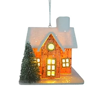 Holiday Time Brwon LED Cork House With Tree Ornament