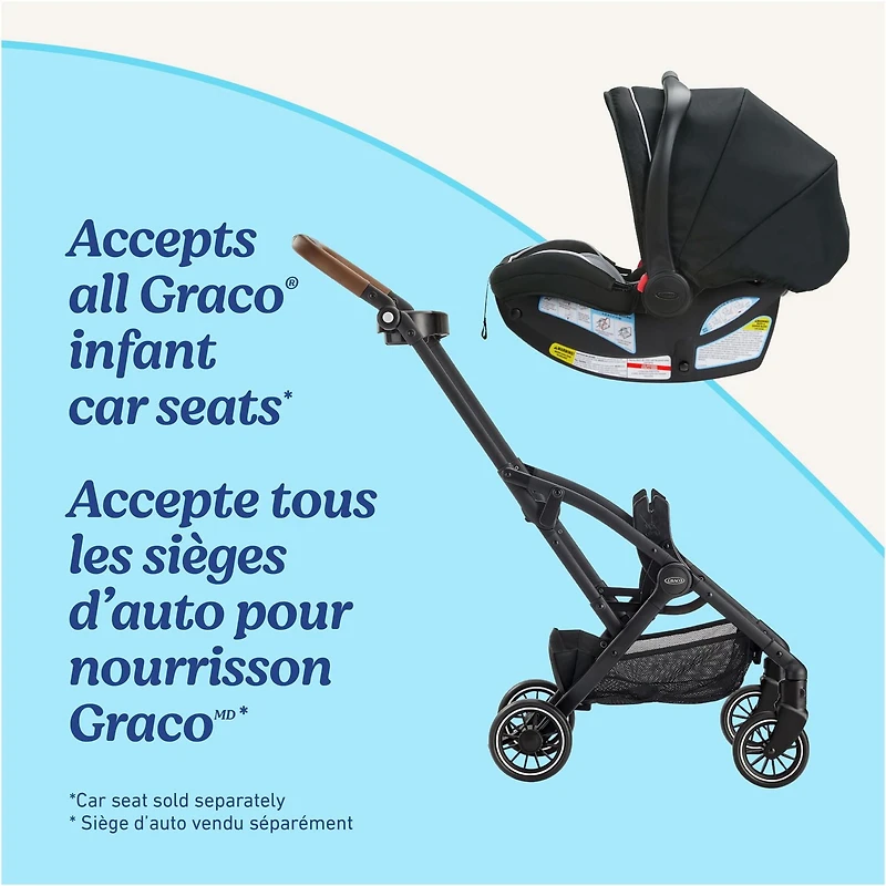 Graco GoMax Compact Stroller Frame | Accepts All Graco Infant Car Seats | Backpack Style Lightweight Travel Stroller Frame