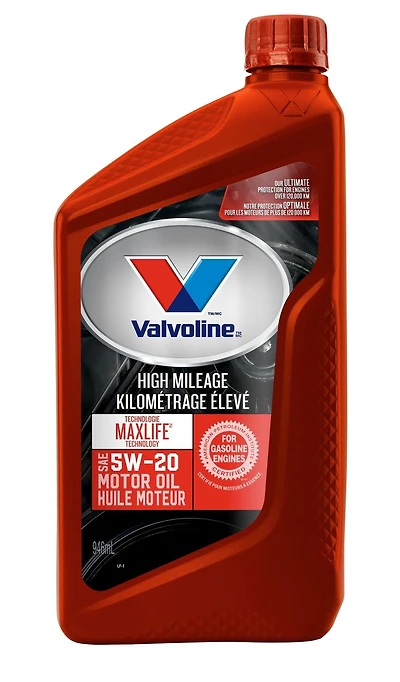 Huile à moteur kilomètrage élevé mélange synthétique 5W20 MaxLife® de Valvoline®, 946 ml