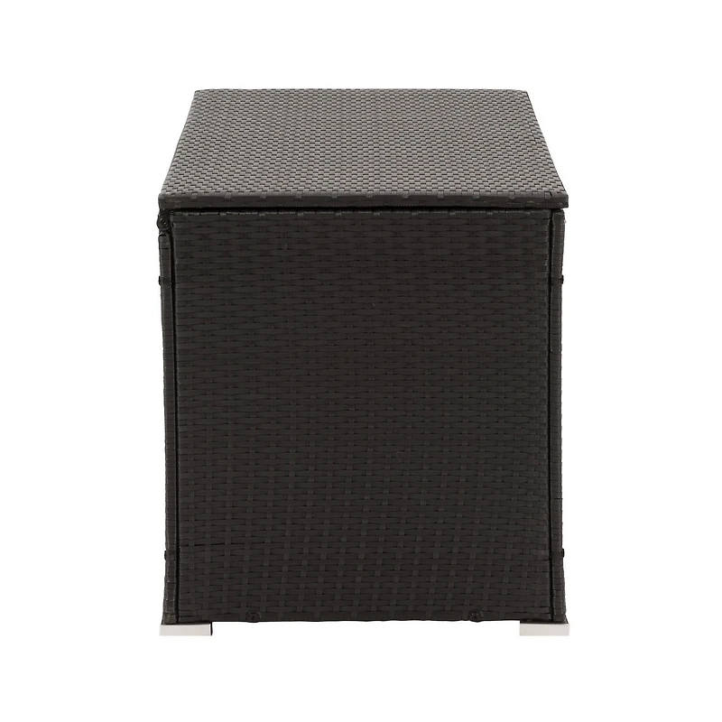 CorLiving Parksville Large Black Resin Wicker Patio Storage Box with Grey Inner Liner