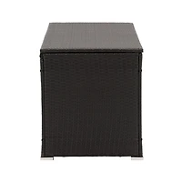 CorLiving Parksville Large Black Resin Wicker Patio Storage Box with Grey Inner Liner