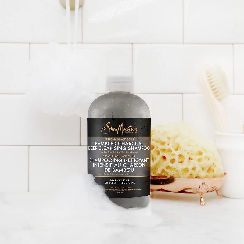 Shampooing Nettoyant Intensif Shea Moisture Savon Noir Africain Charbon
