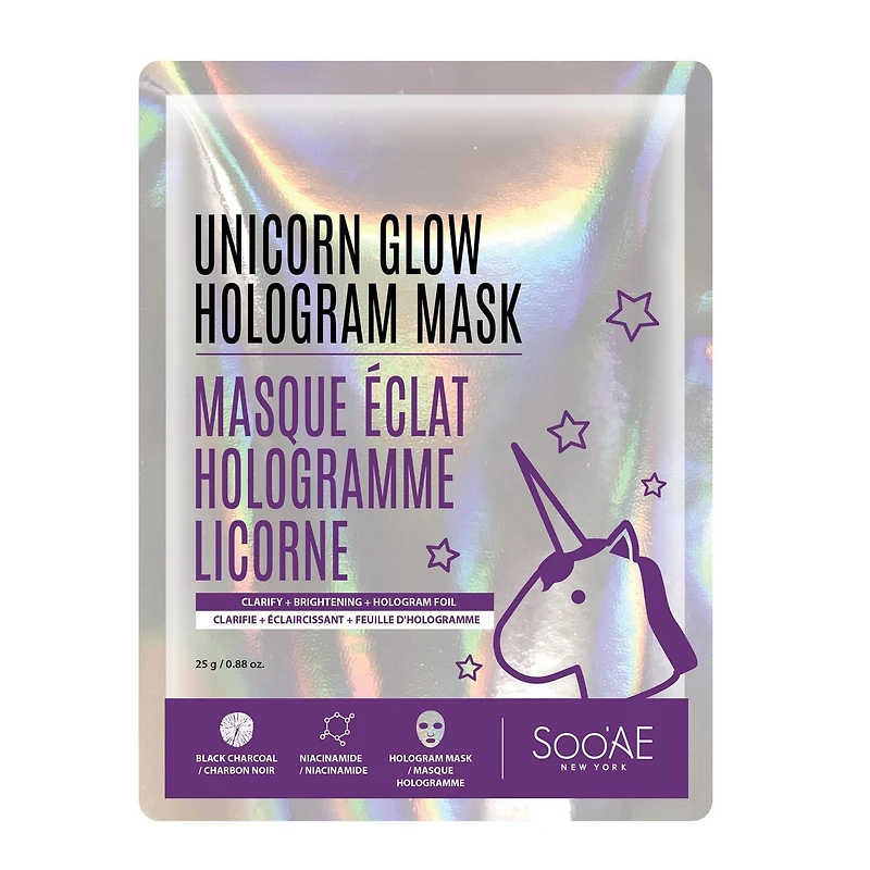 Masque Éclat Hologramme Licorne Soo'AE Éclaircissant