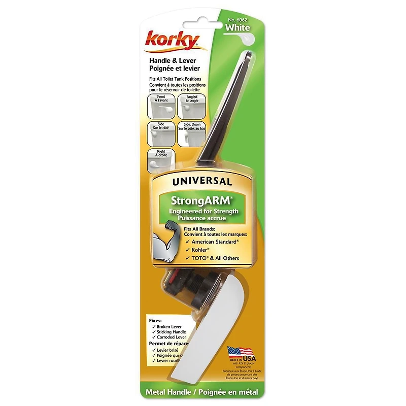 Korky StrongARM® Wave White Levier et poignée de chasse d'eau
