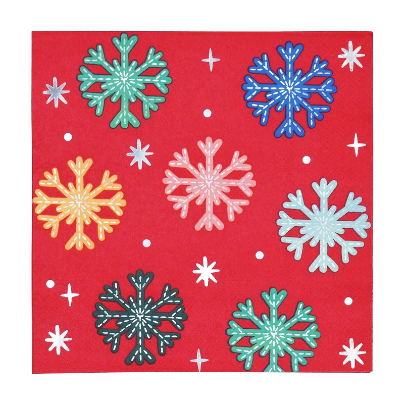Serviettes de table en papier multicolores effet métallisé de Noël – Tinsel Town, 33 x 33 cm, 24 pièces, Holiday Time