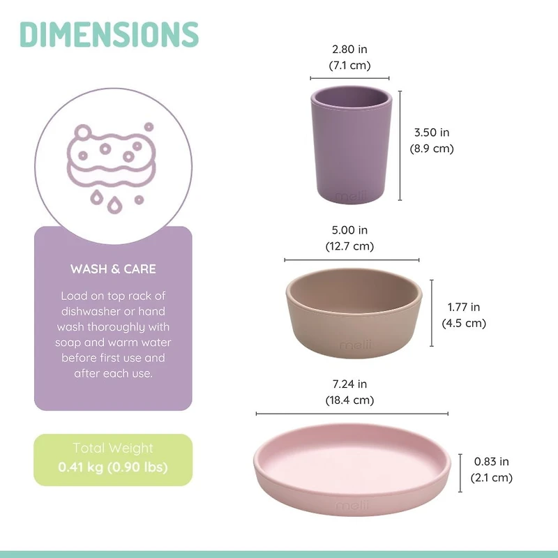 100% Silicone Feeding Meal Set, Plate, Bowl, Cup – Dishwasher & Microwave Safe. 6 months 6m+
