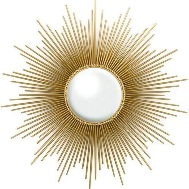 Miroir Sun en or – Miroir mural rayonnant avec cadre en métal complexe dans une finition dorée brillante, parfait pour ajouter une touche luxueuse et accrocheuse à n'importe quelle pièce