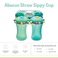 Baby and Toddler Straw Sippy Cup with Colorful Abacus Beads, 11.5oz - 2 Pack