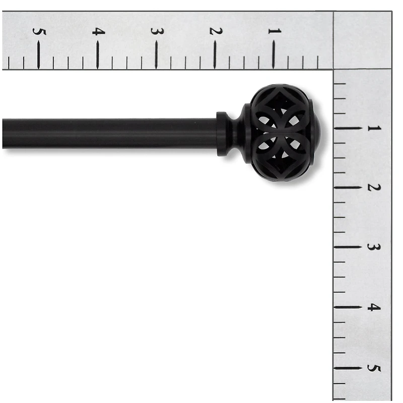 Mainstays 1/2" Black Filagree Knob Adjustable Curtain Rod Set, 48"-84"
