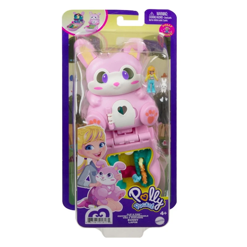 Polly Pocket-Coffret Transformable Lapin, avec Polly et figurine lapin
