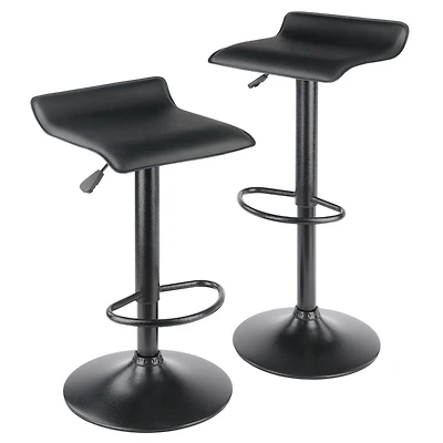 Tabourets pivotants réglables en obsidienne Winsome, ensemble de 2 pièces, noir