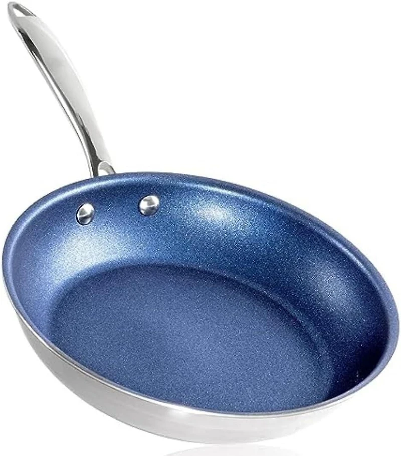 Granitestone Poêle à Frire Antiadhésive de 10 Pouces en Acier Inoxydable Tri-Couche, Bleu