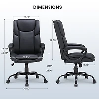 Chaise de bureau ergonomique à dossier haut en cuir Mainstays Executive, noire. Conçue pour les adultes, cette chaise est idéale pour les professionnels, les travailleurs à distance et les étudiants u