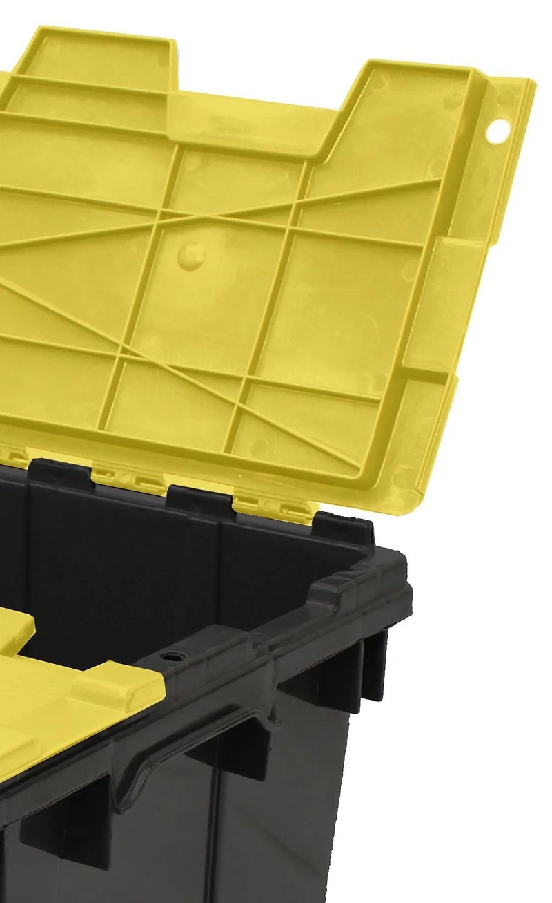 Bac à couvercle rabattable RAMTUFF Noir et jaune 45L Bac - GSC avec couvercle à rabats 45L/12gal
