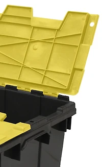 Bac à couvercle rabattable RAMTUFF Noir et jaune 45L Bac - GSC avec couvercle à rabats 45L/12gal