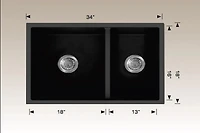 American Imaginations 33-in. W Black Granite Composite Kitchen Sink With 2 Bowl