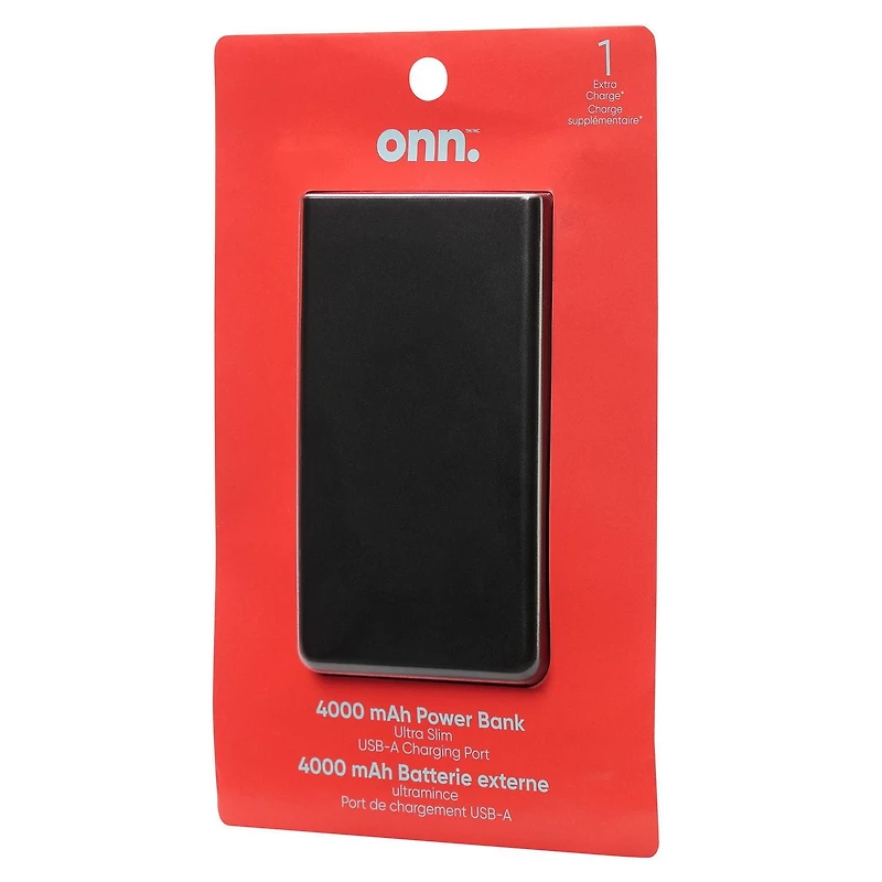 Batterie externe ultramince à 1 port de 4 000 mA h avec 1 charge supplémentaire