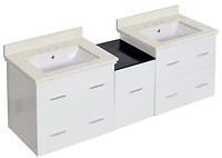 American Imaginations 37.75-in. W Wall Mount White Vanity Set For 3H8-in. Drilling Beige Top White UM Sink AI-18984