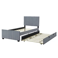 Lit plateforme Noble House en velours gris avec lit gigogne simple, 1 place