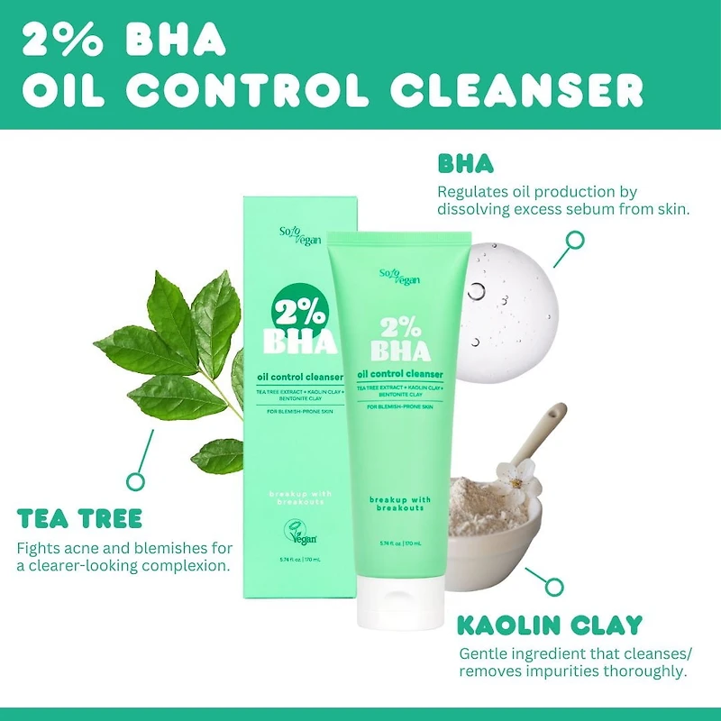 SoloVegan 2% BHA Oil Control Gel Cleanser