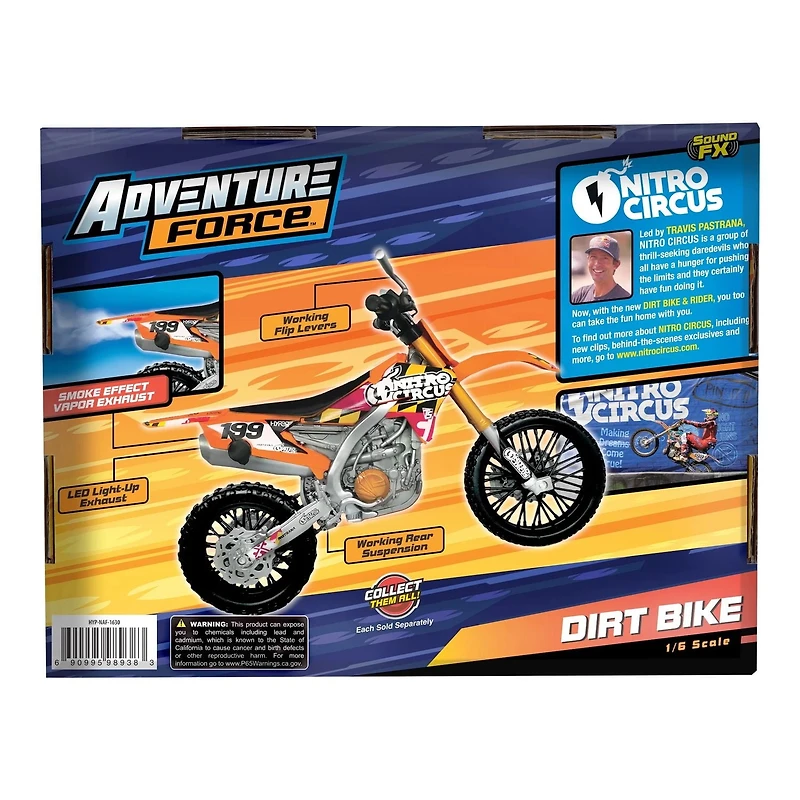 Adventure Force 1:6 Scale Motorcycle Play Vehicle for Kids, with Nitro Circus Travis Pastrana Graphics, STYLES MAY VARY