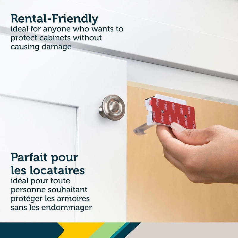 Loquets Adhesifs pour armoires et tiroirs de Safety 1st - pqt de 4 Protection bébé
