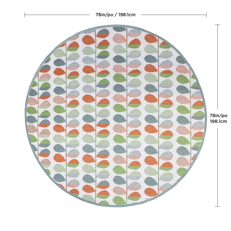 Tapis d'extérieur rond Bubble Plant, 6 pi x 7 pi, polyoléfine tissée 6 pi x 7 pi